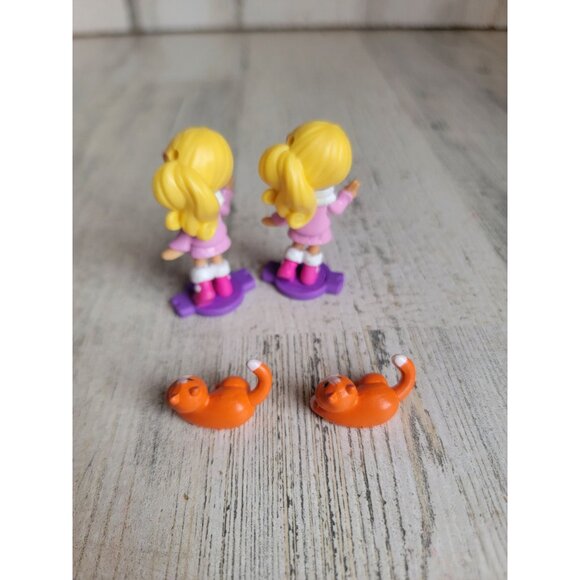 Twin kid girls blonde cat pet mini doll toy figure set - Picture 4 of 5